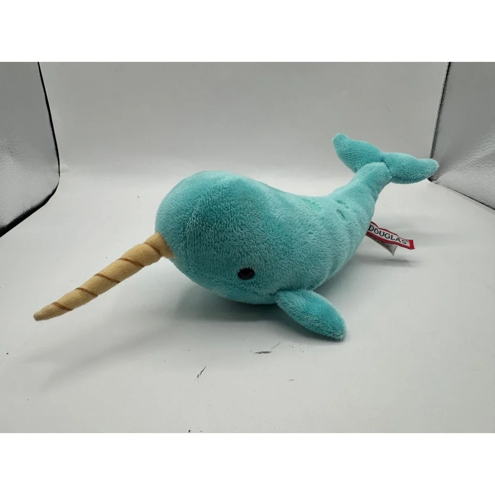Douglas Narwhal Plush Toy‎ Kids 13 Inch Teal Blue Embroidered Sea Creature